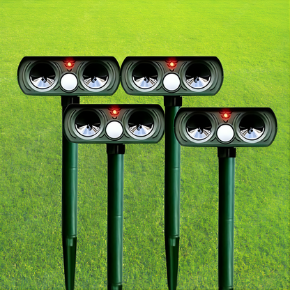Outdoor Motion-Activated Solar Animal Repeller 26–33ft Range Weatherproof Ultrasonic Deterrent for Yard Garden Patio