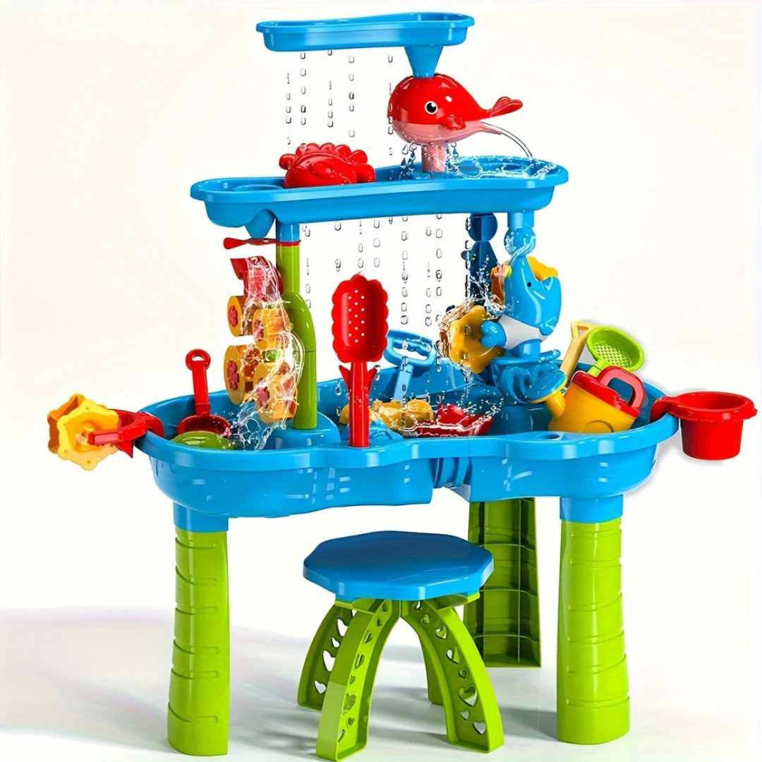 Kids Outdoor Water Activity Play Station with Bucket Pouring System & Accessories for Backyard Fun