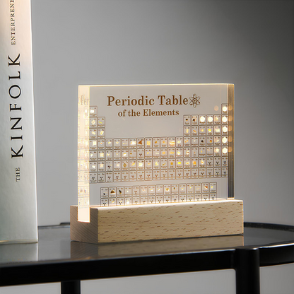 Illuminated Chemistry Display with 83 Authentic Element Specimens | Educational Desk Decor Acrylic Periodic Table Light for Science Lovers
