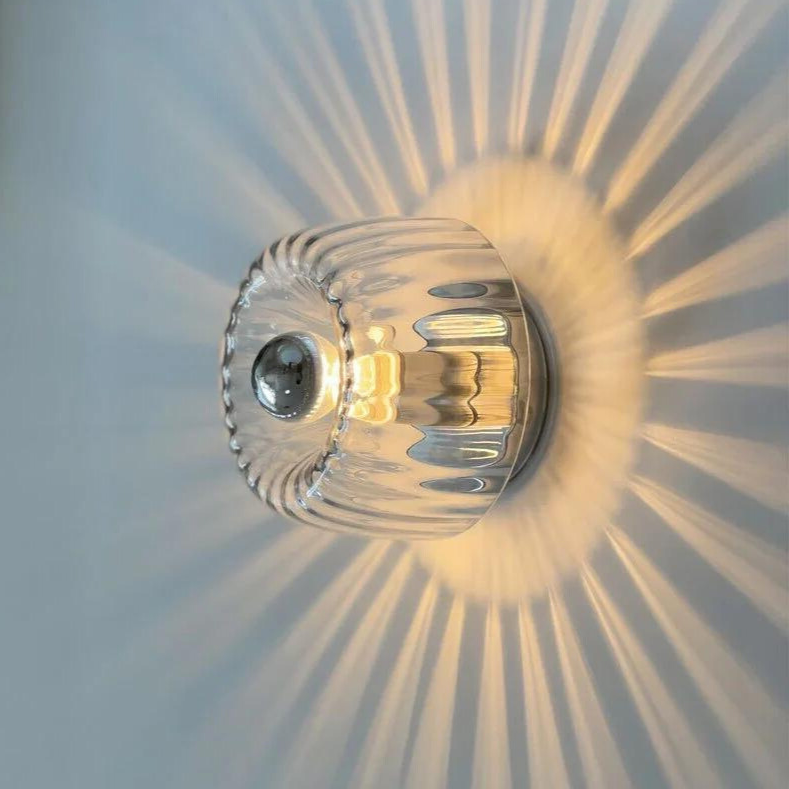 Sconce with Glass Globe 6.3 Inch Diameter Metal Accent Fixture for Bedrooms Hallways Staircases Reading Nooks Entryways Modern Interior Ambi