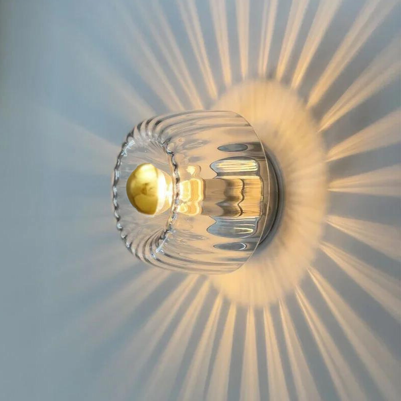 Sconce with Glass Globe 6.3 Inch Diameter Metal Accent Fixture for Bedrooms Hallways Staircases Reading Nooks Entryways Modern Interior Ambi