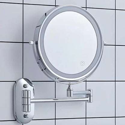 Lighted Makeup Mirror Wall Mount with Extendable Arm 8 in Chrome Magnifying Vanity Mirror for Bathroom Grooming Skincare Eyebrow Shaping Tou
