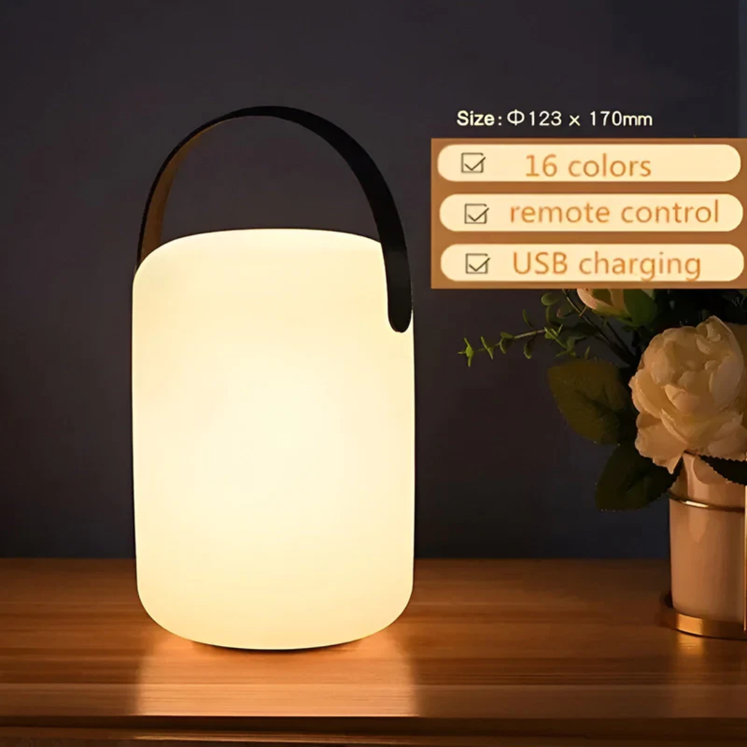 Rechargeable Cordless LED Table Lamp Waterproof Portable Indoor Outdoor Lighting 16 Color Settings Remote Control for Patio Camping Bedside