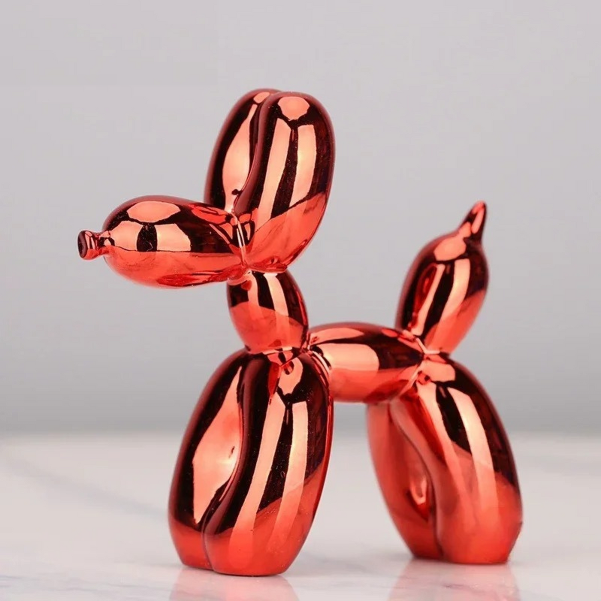 Glossy Resin Pup Figurine 9.8 Inches Indoor Shelf Ornament Contemporary Home Accent Tabletop Gallery-Inspired Desk Accessory for Modern Home