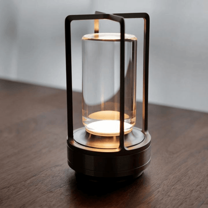 Rechargeable Crystal LED Lantern with Touch Dimmer & USB Port – Gold Silver Black Cordless Accent Lamp for Bedroom Nightstand Dining Table