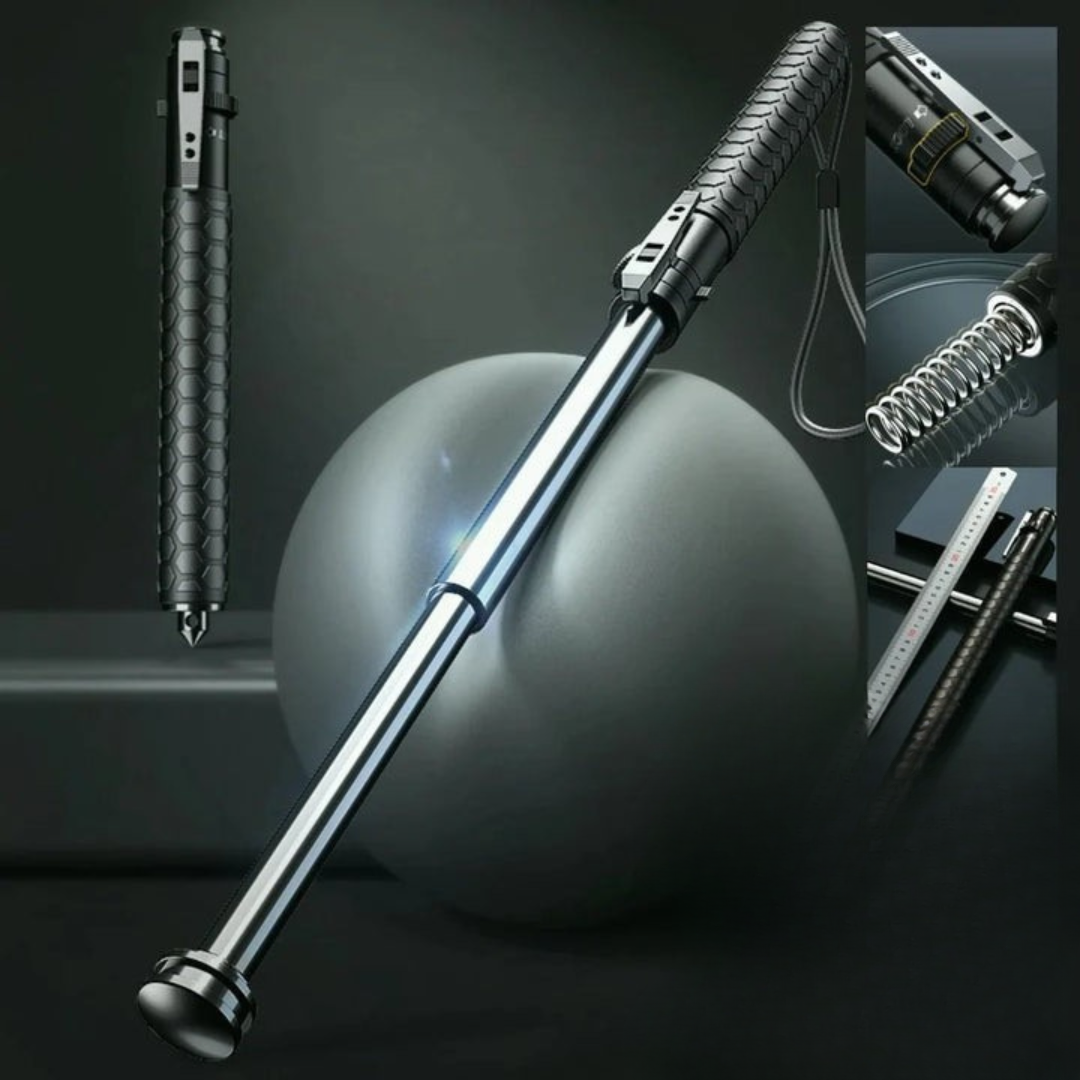 Walking Cane for Self Defense, Automatic Walking Stick with Spring Loaded Quick Deploy Grip, Tactical Hiking Stick