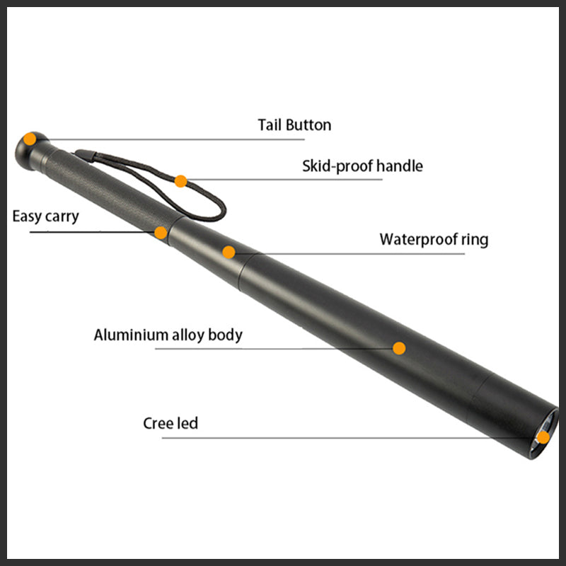 Utility Flashlight | Baseball Bat Styled LED Torch with Three Lighting Modes | Durable Design for Emergency Use