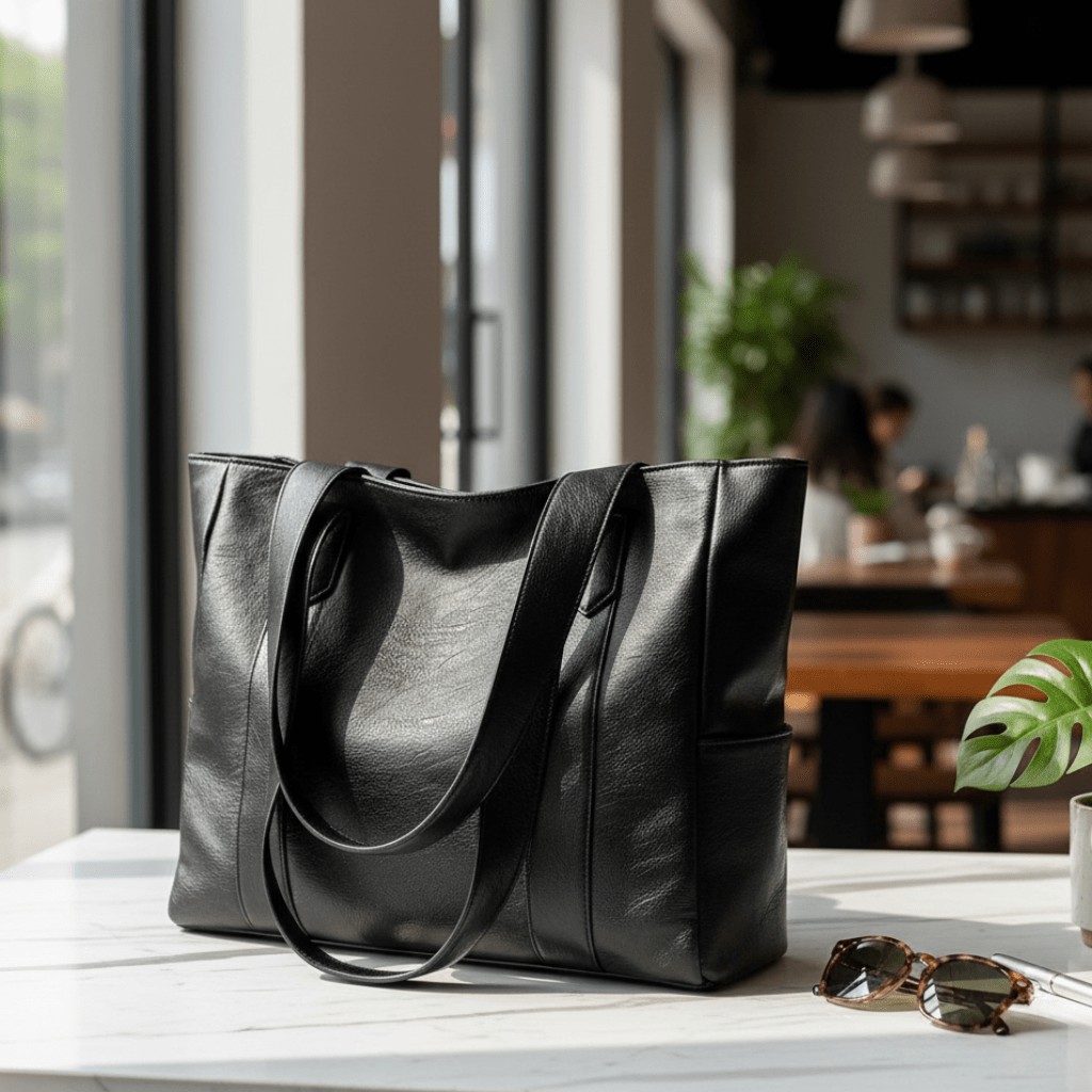 Classic PU Leather Handbag with Zip Closure & Multiple Pockets for Women – Daily Carryall with Comfortable Straps