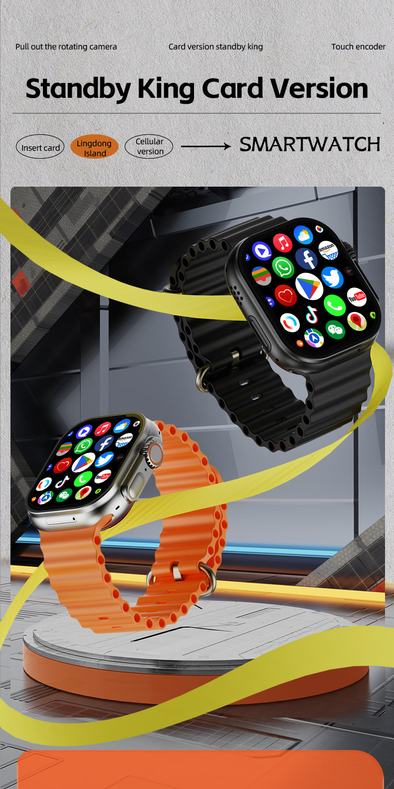 Smart Watch | 4G LTE Touchscreen with Rotating Camera & Long Battery Life | Versatile Fitness Tracker for Daily Activities
