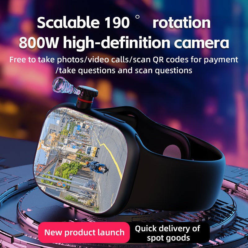 Android Smart Watch 4G with Retractable Camera, AMOLED Smartwatch with SIM Card Slot for Calls, WiFi Watch Phone