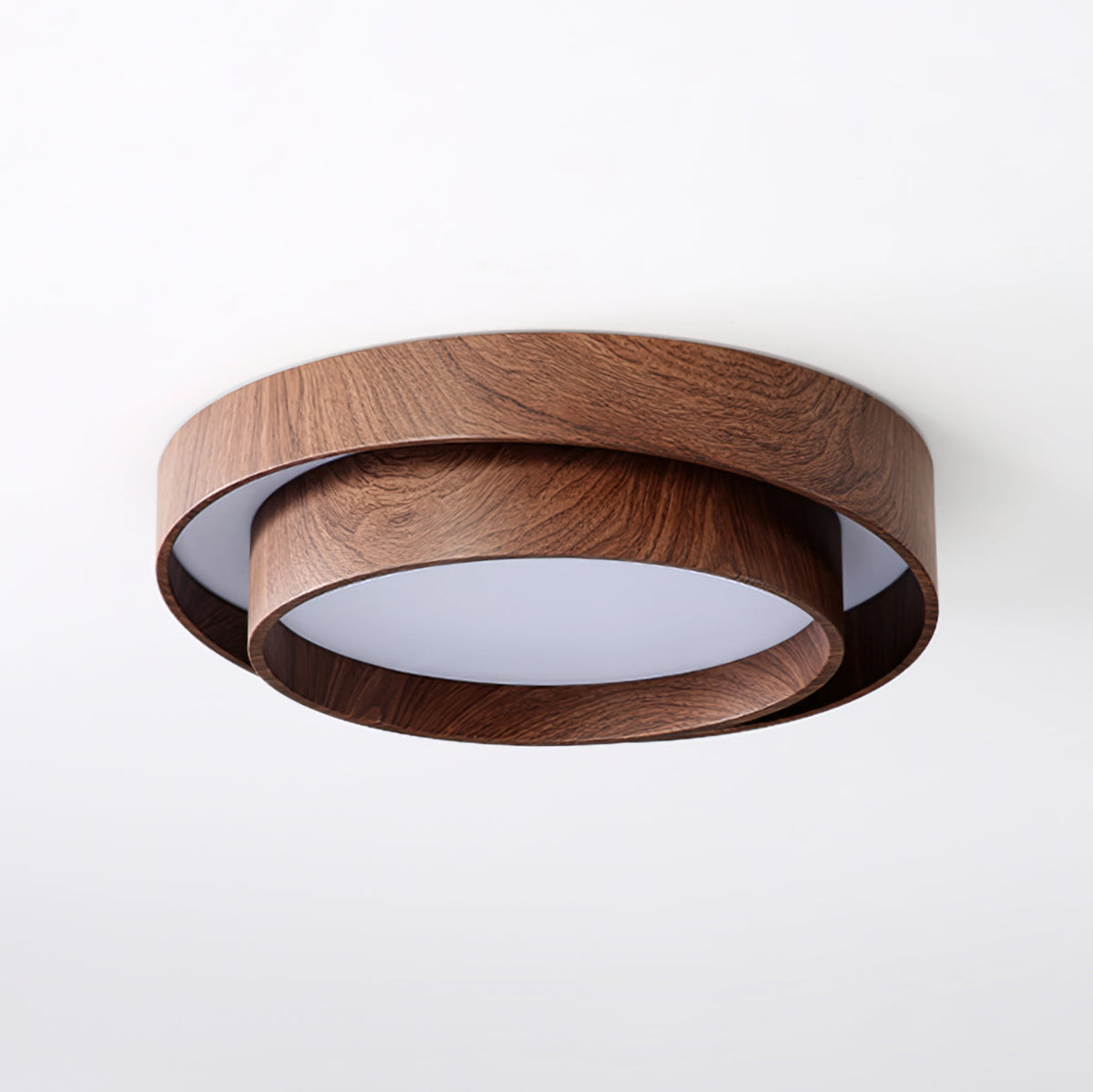 Round Flush Mount LED Ceiling Light Fixture Wood Grain Metal 16 in Diameter for Bedroom Living Room Kitchen Office Low Profile Modern Overhe