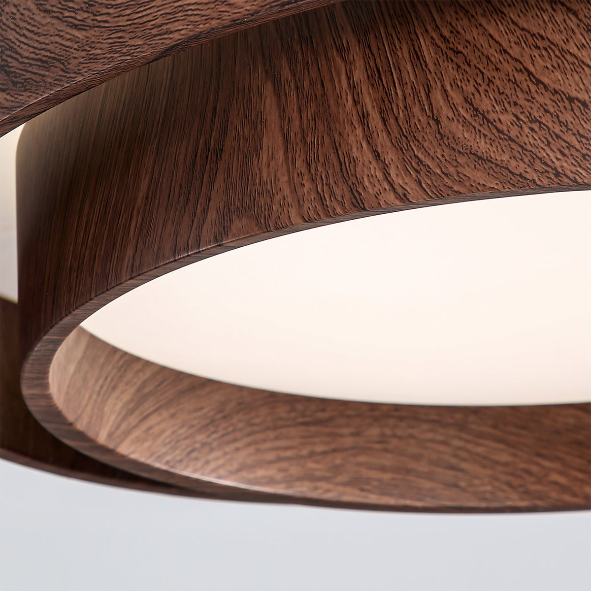 Round Flush Mount LED Ceiling Light Fixture Wood Grain Metal 16 in Diameter for Bedroom Living Room Kitchen Office Low Profile Modern Overhe
