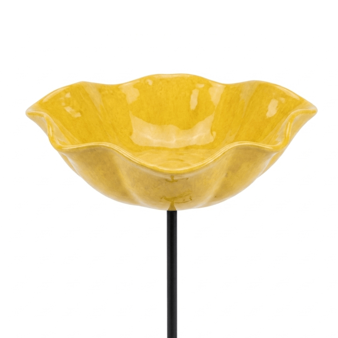 Flower-Shaped Bird Bath & Bee Watering Station Garden Stake for Backyard Wildlife, Pollinators, Hummingbirds