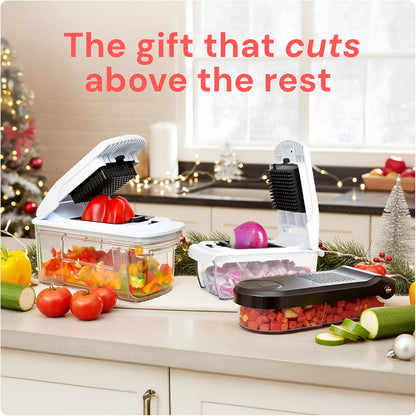 Kitchen Essential | Manual Vegetable Chopper with 7 Interchangeable Blades | Safe and Efficient Food Prep Tool