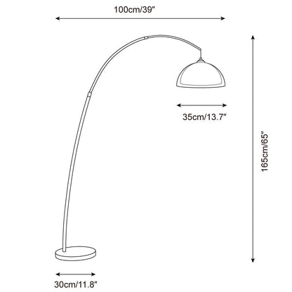 Arc Floor Lamp 65 Inch Adjustable Height Metal Amber Dome Shade Reading Light Over Couch Corner Seating Mid-Century Modern E26 Base Foot Swi