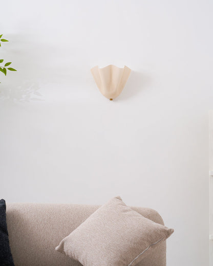 Indoor Sconce with Sculptural Glass Shade in Warm Tones – Metal Frame LED-Compatible – Wall-Mounted Accent for Bedrooms Hallways Living Spac