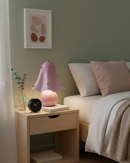 Artisan Glass Desk Lamp 12.6 Inches Tall With Sculpted Shade For Bedroom Office Nightstand Ambient Glow Multicolor Choices Contemporary Styl