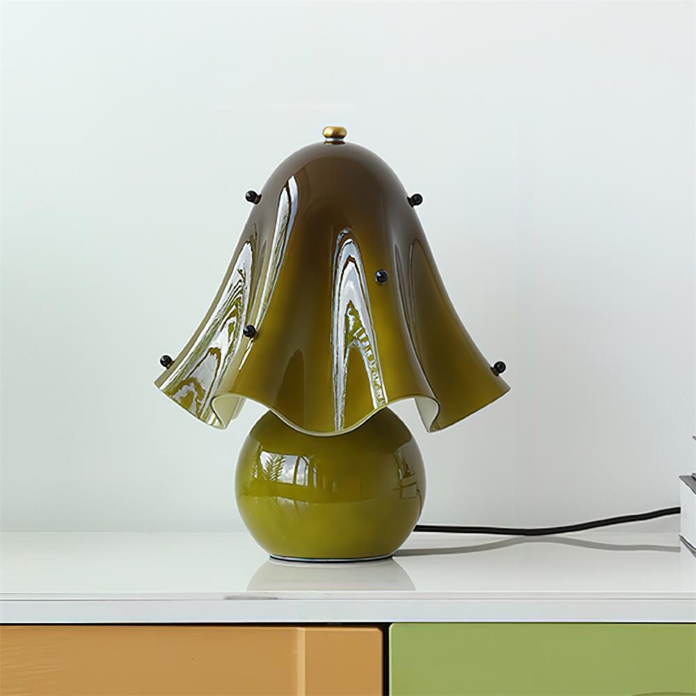 Artisan Glass Desk Lamp 12.6 Inches Tall With Sculpted Shade For Bedroom Office Nightstand Ambient Glow Multicolor Choices Contemporary Styl