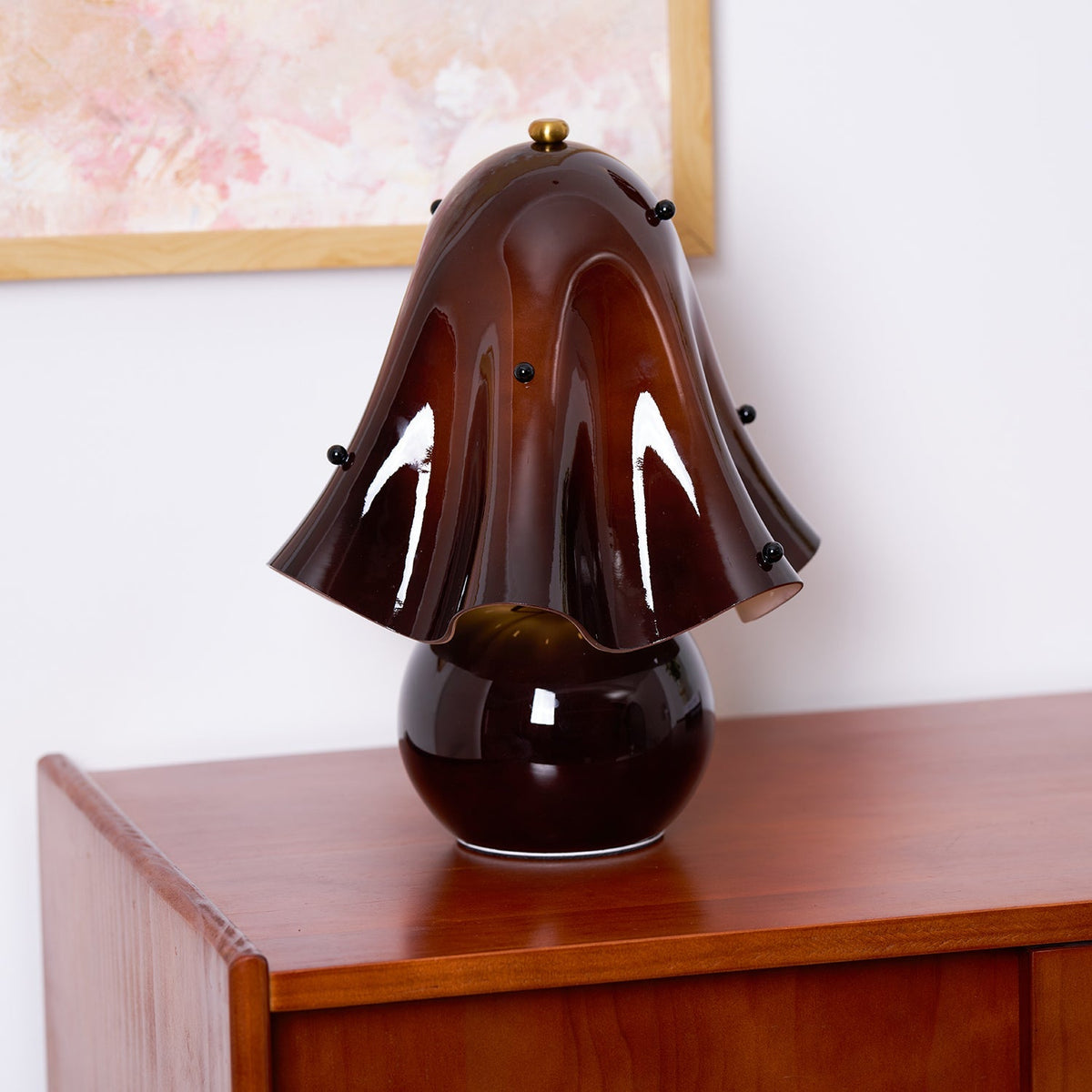 Artisan Glass Desk Lamp 12.6 Inches Tall With Sculpted Shade For Bedroom Office Nightstand Ambient Glow Multicolor Choices Contemporary Styl