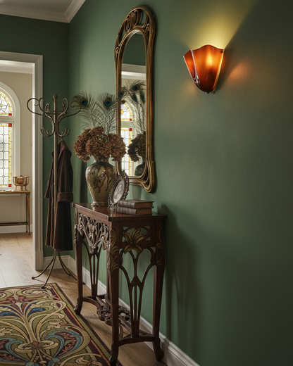 Hand-Blown Glass Wall Sconce 11 in Wide Petal Shade Lighting Fixture Bedroom Hallway Ambient Light E26 Base 110-120V Dual Bulb Decorative Mo