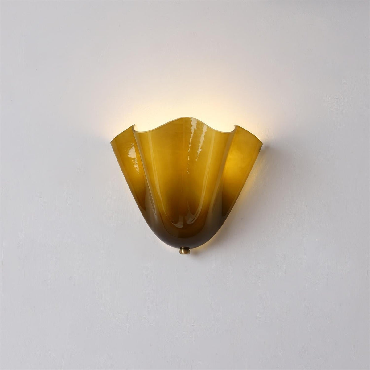Hand-Blown Glass Wall Sconce 11 in Wide Petal Shade Lighting Fixture Bedroom Hallway Ambient Light E26 Base 110-120V Dual Bulb Decorative Mo