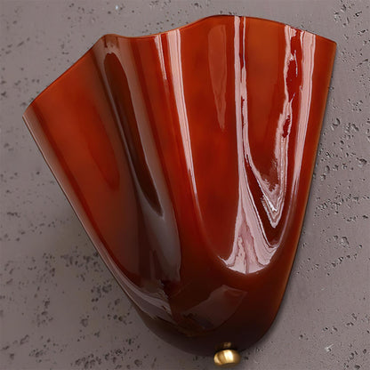 Hand-Blown Glass Wall Sconce 11 in Wide Petal Shade Lighting Fixture Bedroom Hallway Ambient Light E26 Base 110-120V Dual Bulb Decorative Mo