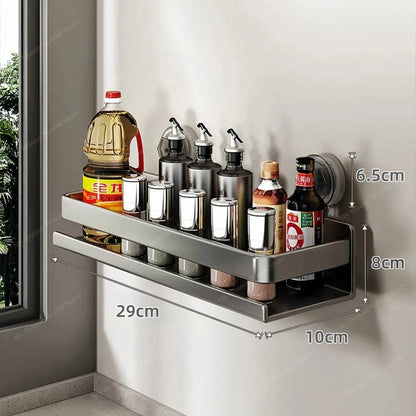 Ortekor Vera | Wall Spice Rack Organizer with Adjustable Suction Cups | Sleek Design for Effortless Kitchen Storage