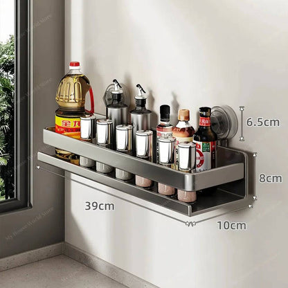 Ortekor Vera | Wall Spice Rack Organizer with Adjustable Suction Cups | Sleek Design for Effortless Kitchen Storage