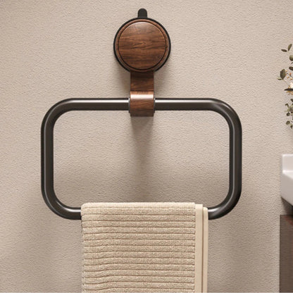 Vero Towel Rack - Walnut-Inspired Design, Removable Suction Base