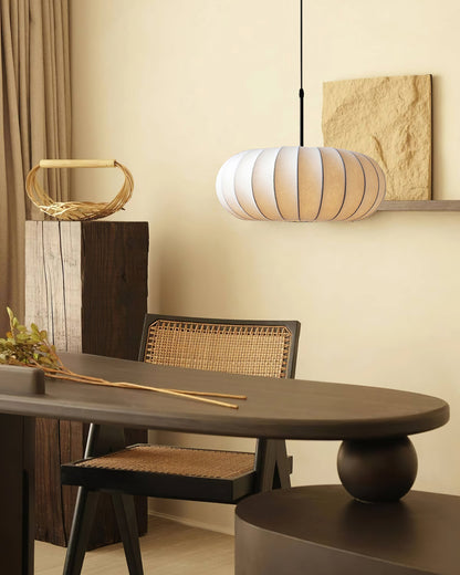 Fabric Drum Shade Hanging Lamp 20-Inch Diameter Height-Adjustable Drop Light for Dining Table Kitchen Counter Island White Black Finish Mode