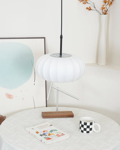 Fabric Drum Shade Hanging Lamp 20-Inch Diameter Height-Adjustable Drop Light for Dining Table Kitchen Counter Island White Black Finish Mode