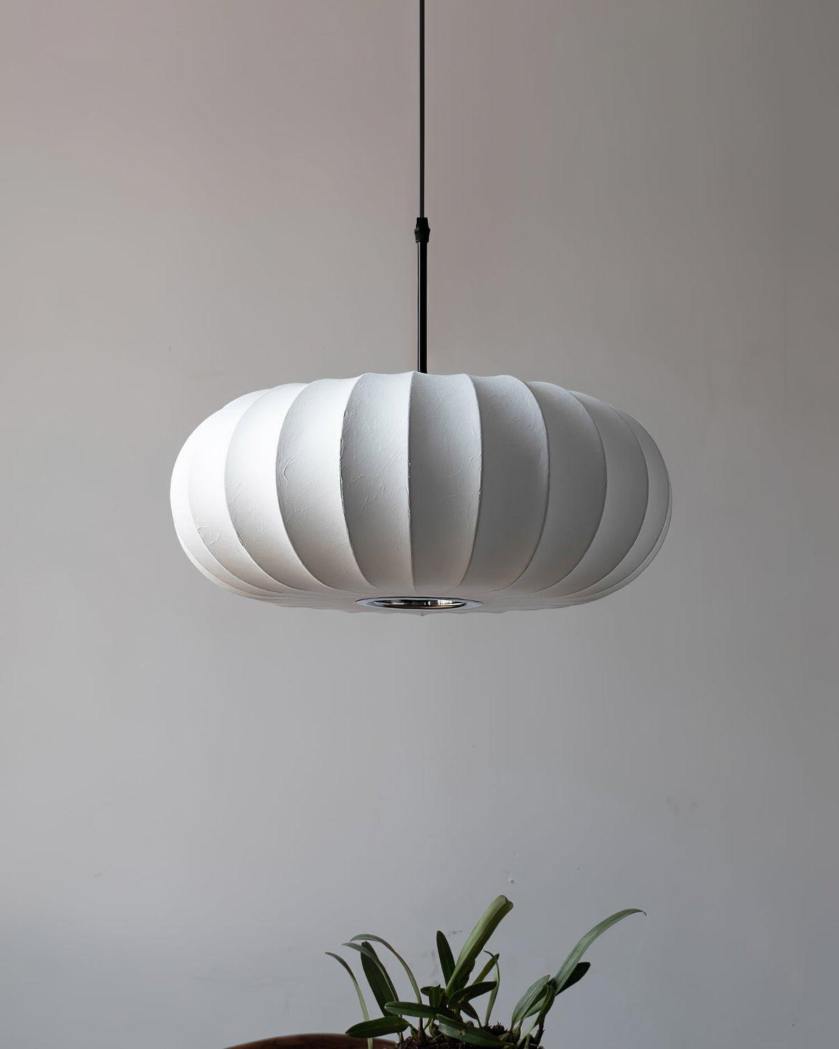 Hanging Ceiling Light with Cloth Shade for Dining Room & Kitchen – Adjustable Height, E26 Socket, Dimmable – 12 in White Fixture for Modern