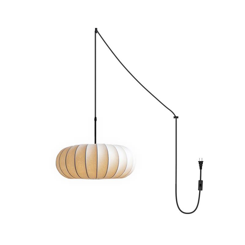 Hanging Ceiling Light with Cloth Shade for Dining Room & Kitchen – Adjustable Height, E26 Socket, Dimmable – 12 in White Fixture for Modern