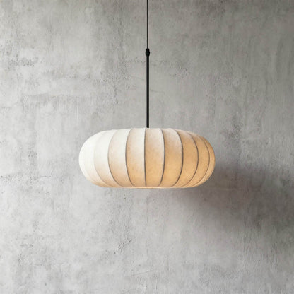 Hanging Silk Ceiling Fixture with Organic Shape for Dining Rooms & Living Spaces – Dimmable LED Compatible in 12, 16, or 20 Inch Sizes