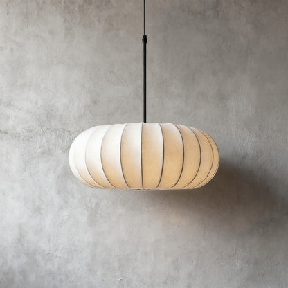 Hanging Silk Ceiling Fixture with Organic Shape for Dining Rooms & Living Spaces – Dimmable LED Compatible in 12, 16, or 20 Inch Sizes