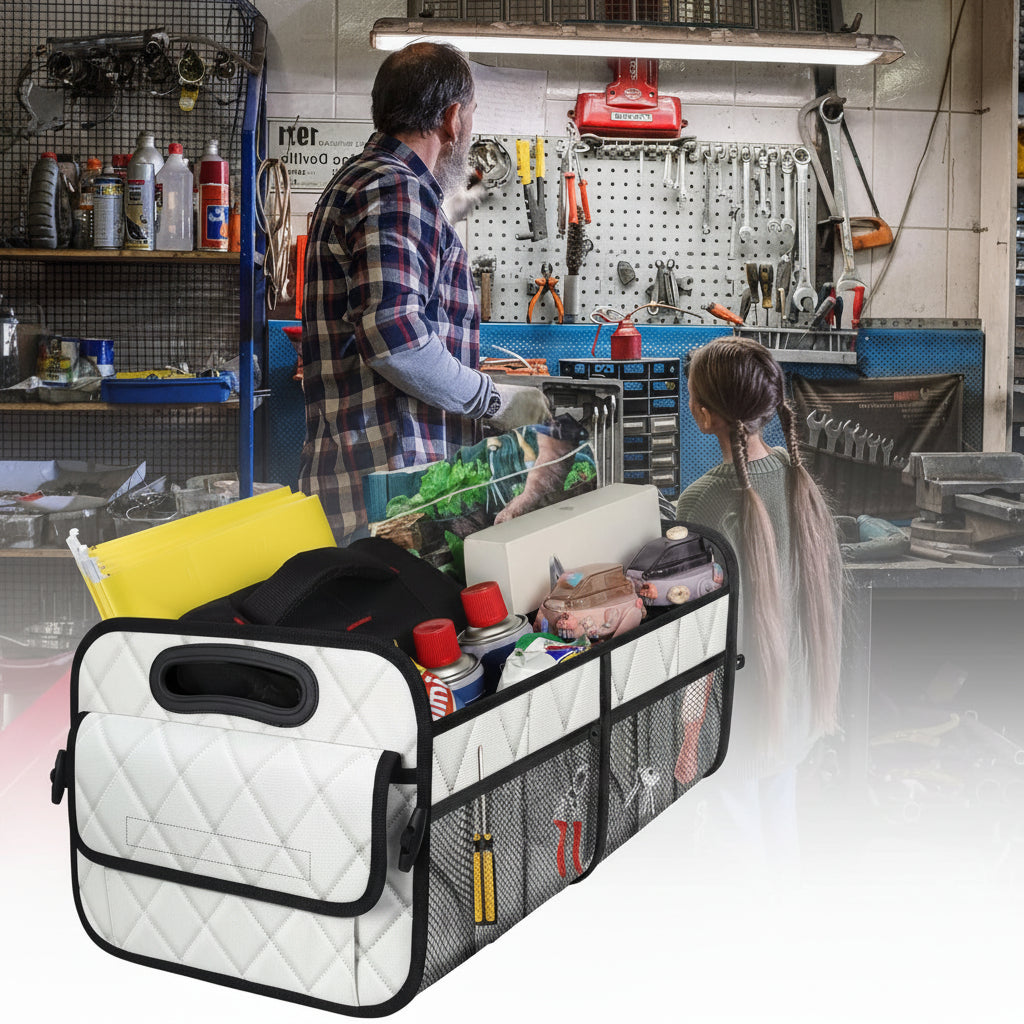 Trunk Organizer for SUV Car and Truck, Waterproof Collapsible Car Trunk Organizer with Compartments, Foldable Car Storage Box