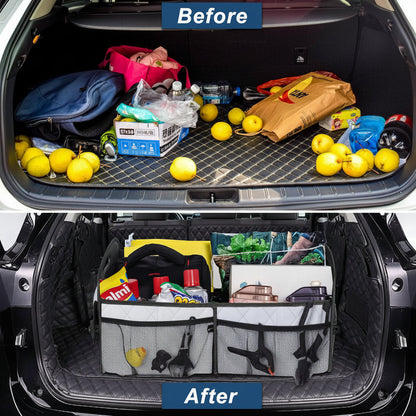 Trunk Organizer for SUV Car and Truck, Waterproof Collapsible Car Trunk Organizer with Compartments, Foldable Car Storage Box