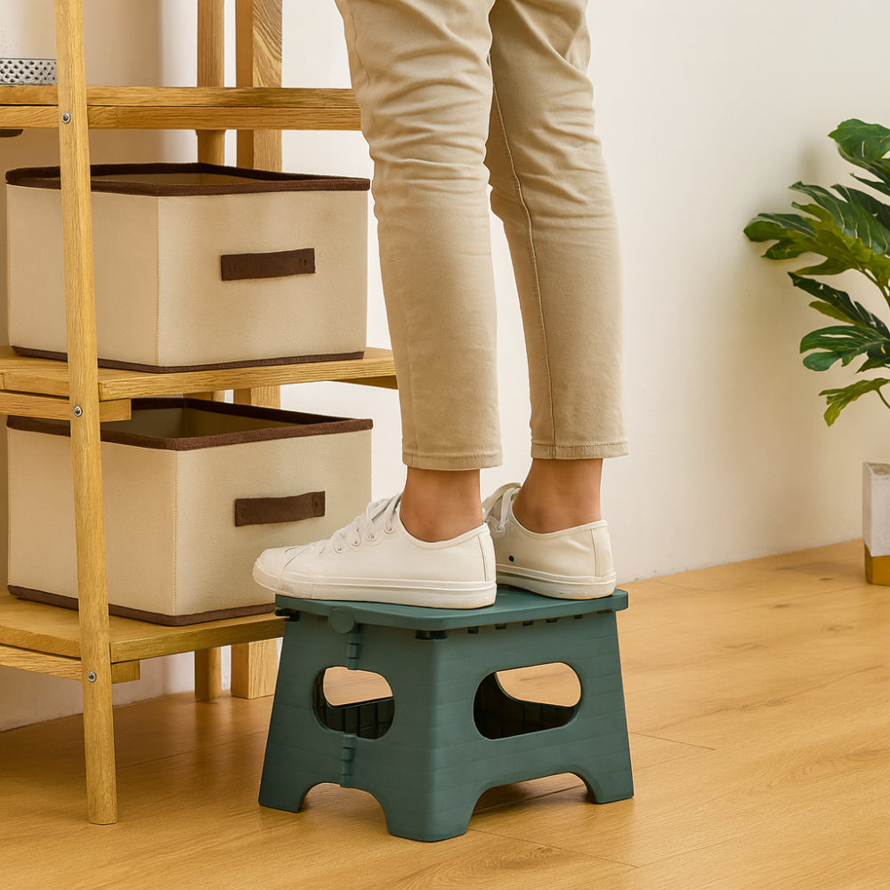 Versatile Folding Step Stool | Lightweight Plastic Design with Portable Handle for Easy Reach