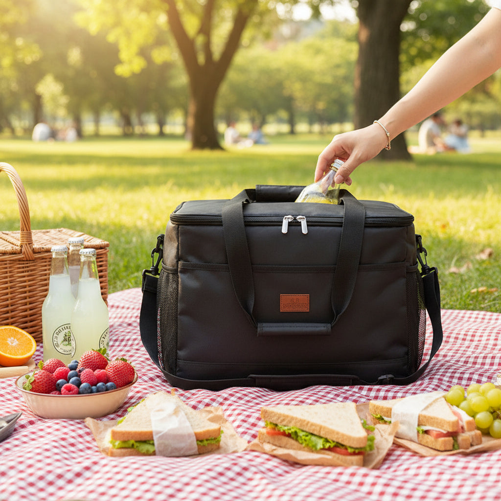 Versatile Insulated Cooler Bag with Zippered Closure for Fresh Food