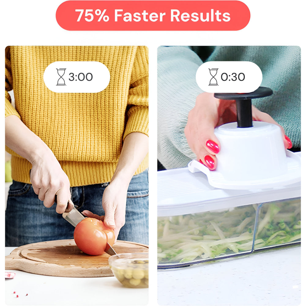 Versatile Kitchen Cutter | Manual Vegetable Chopper Set with 7 Blades | Efficient Food Prep Tool for Quick Meal Preparation