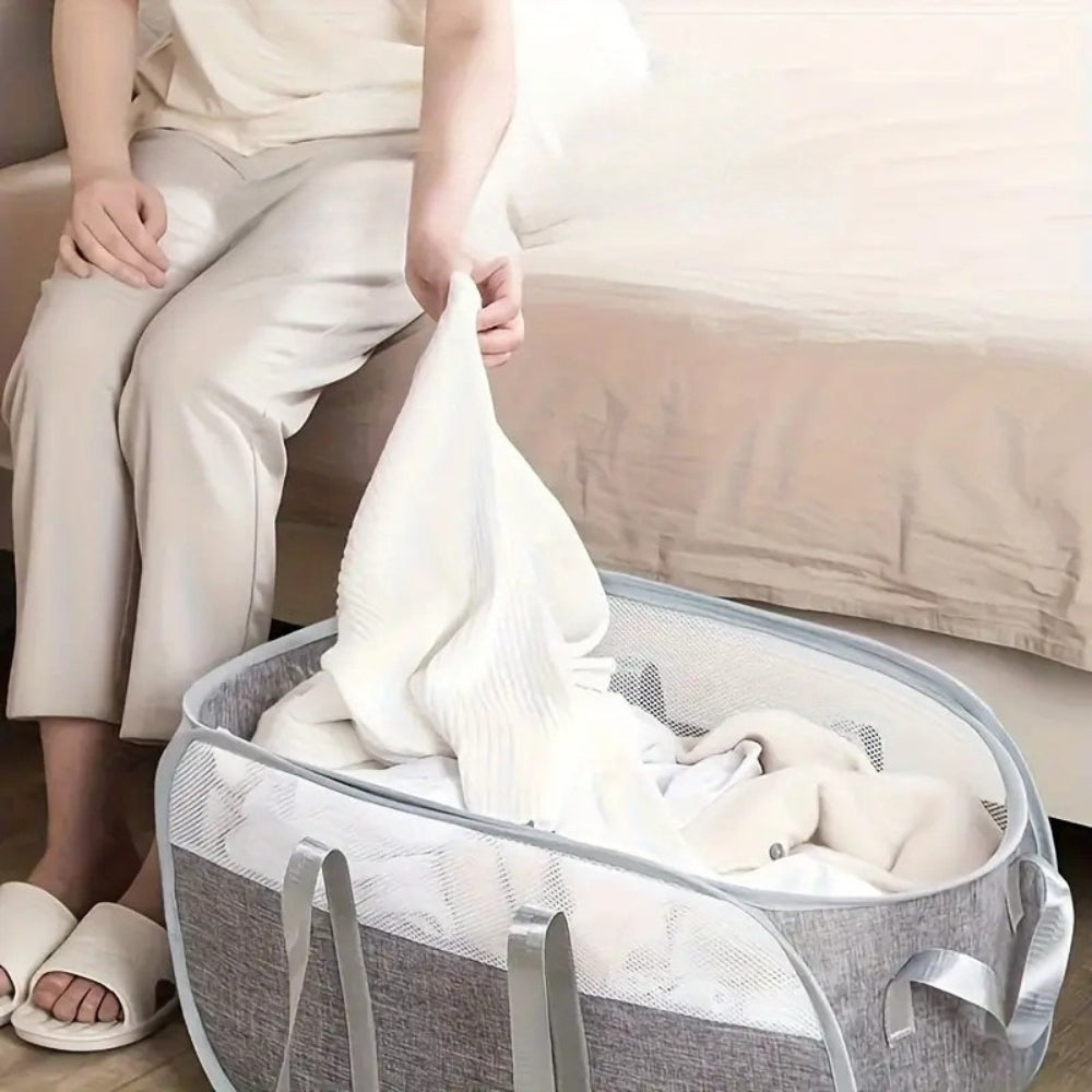 Versatile Pop-Up Laundry Basket with Breathable Mesh Panels for Easy Carrying