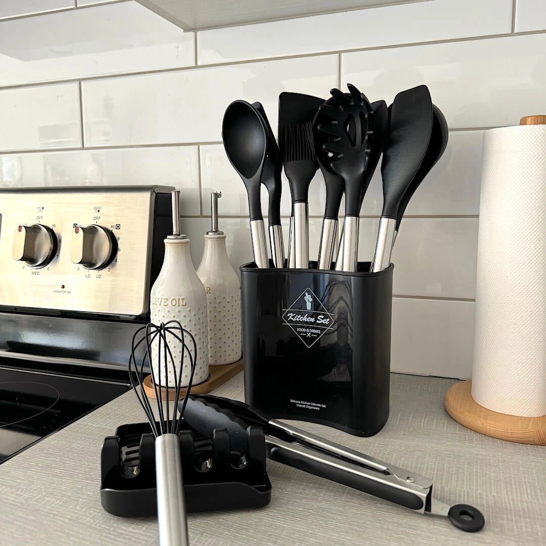 Versatile Silicone Utensil Set with 12 Essential Tools | Heat Resistant & Non-Stick for Safe Cooking