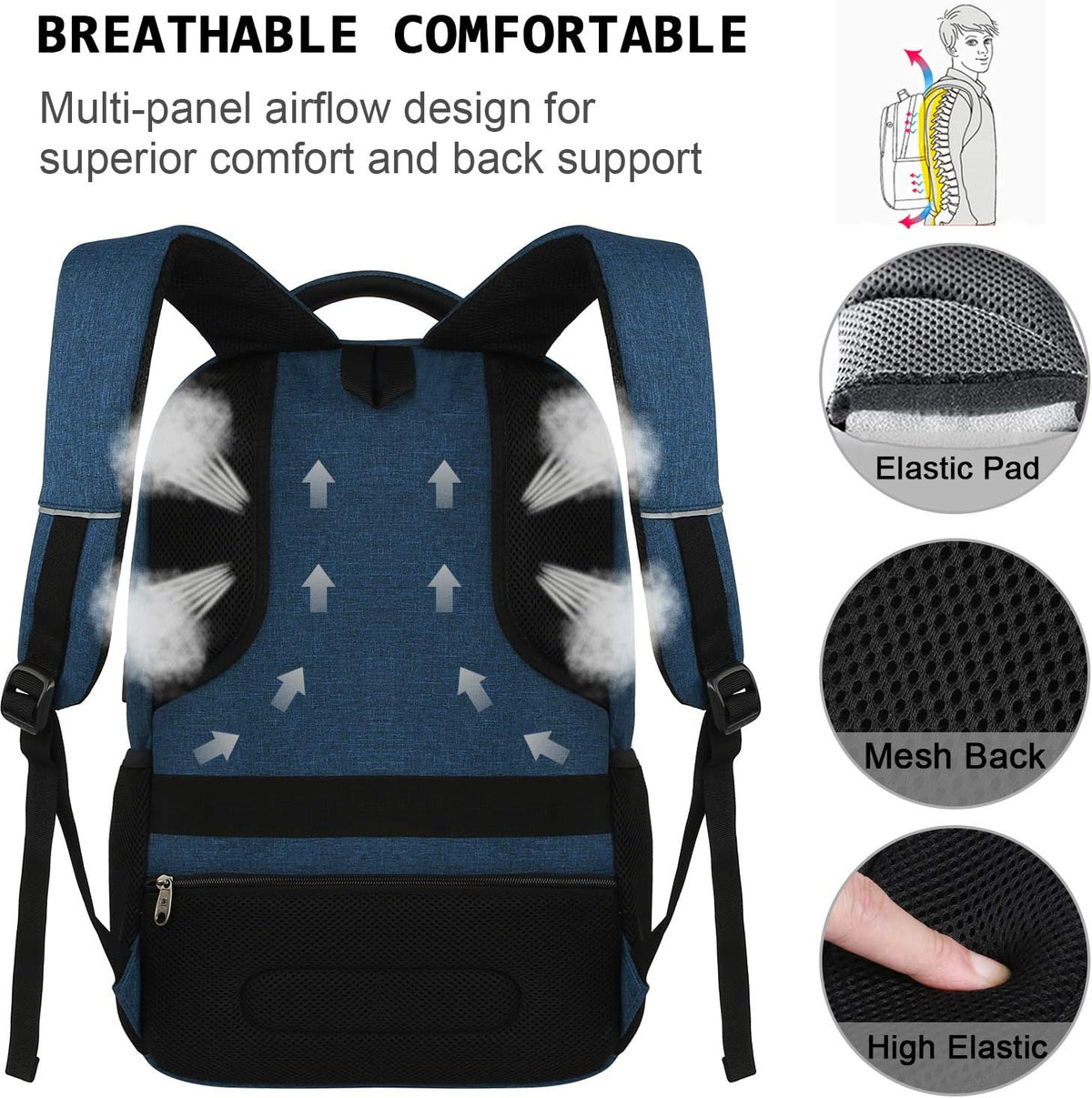 Laptop Backpacks for Men and Women, Anti Theft Backpack with USB Charging Port, Durable Backpack for Travel and Work