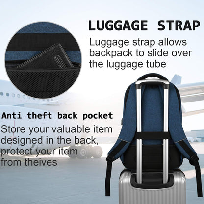 Laptop Backpacks for Men and Women, Anti Theft Backpack with USB Charging Port, Durable Backpack for Travel and Work