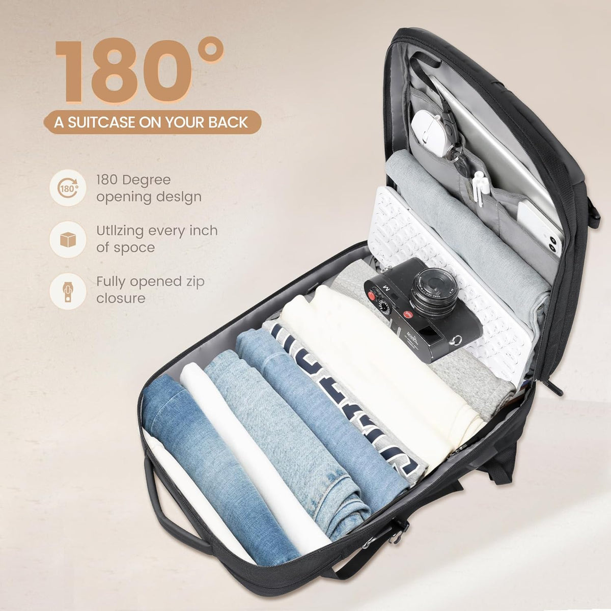 Versatile Travel Backpack | 40L Expandable Waterproof Design with USB Port | 17 Laptop Sleeve for Secure Storage
