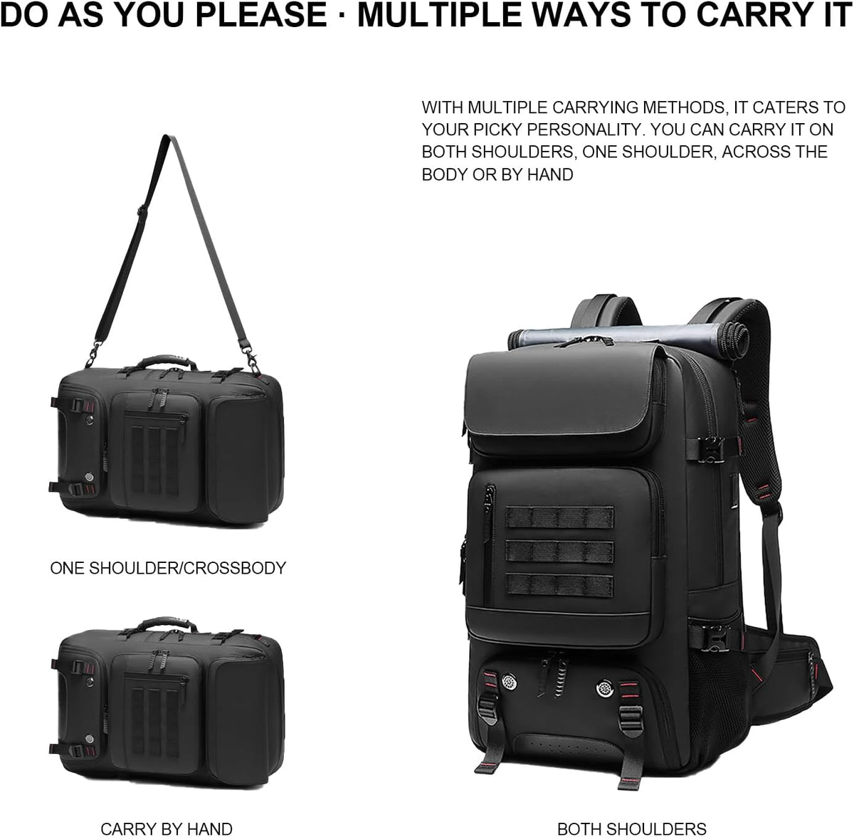 Versatile Travel Backpack | 50L Water-Resistant Design with USB Charging Port | Organized Travel for Men & Women