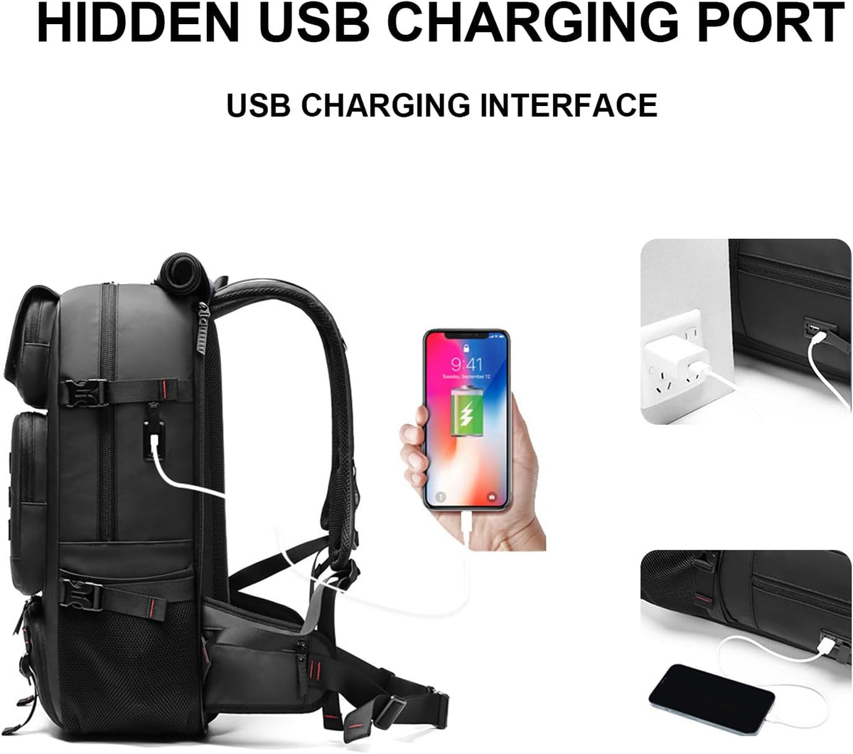 Versatile Travel Backpack | 50L Water-Resistant Design with USB Charging Port | Organized Travel for Men & Women