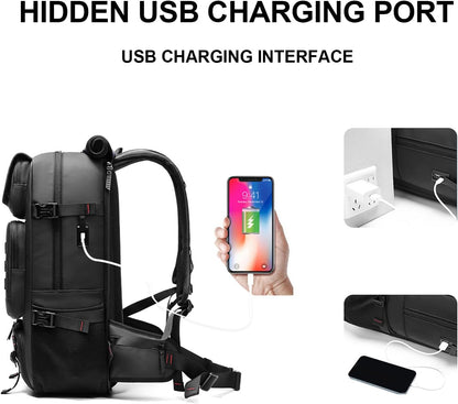 Versatile Travel Backpack | 50L Water-Resistant Design with USB Charging Port | Organized Travel for Men & Women