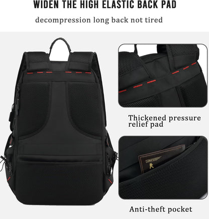 Travel Backpack with USB Port, Hiking Backpack with Shoe Compartment, Expandable Laptop Backpack for Business