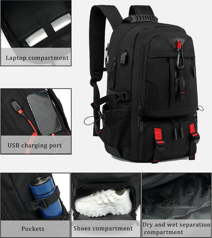 Versatile Travel Laptop Backpack | 60L Waterproof Design with USB Port for Secure Organization